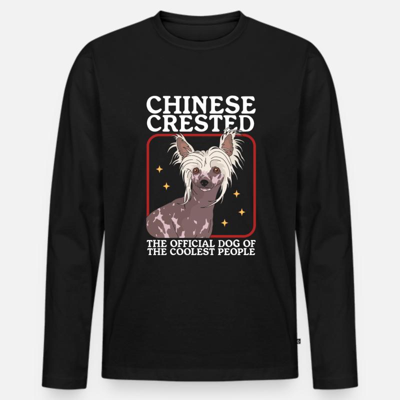 Chinesischer Schopfhund Chinese Crested Geschenk - Männer Premium Bio Langarmshirt - Schwarz