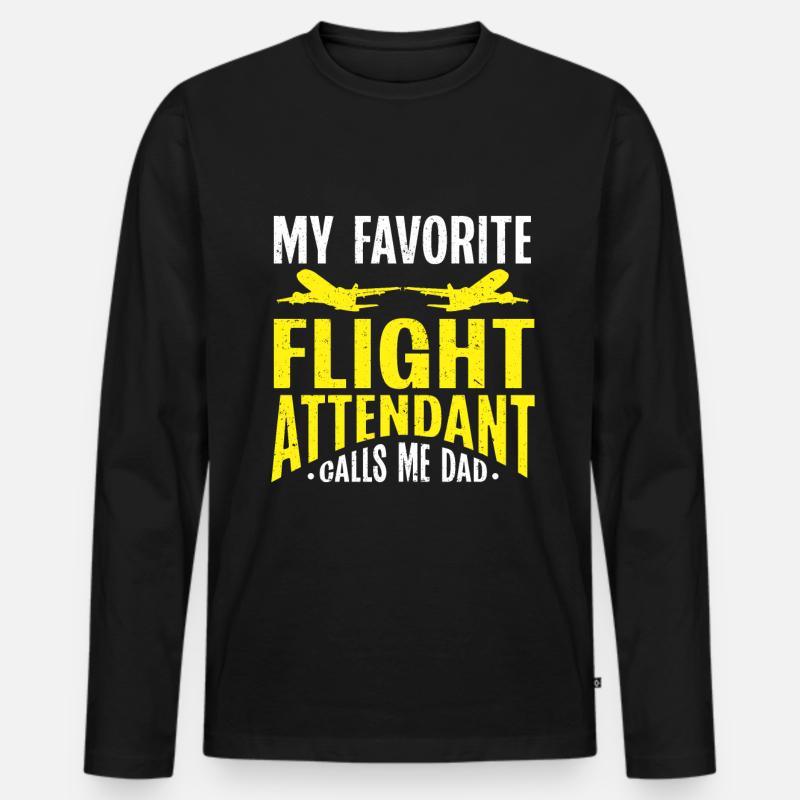 Flugbegleiter Papa Stewardess Flugbegleiter - Männer Premium Bio Langarmshirt - Schwarz
