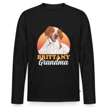 Brittany Granny Spaniel Breton Dogs Gift - Men's Premium Organic Long Sleeve Shirt - black - Front - Nico (187cm)