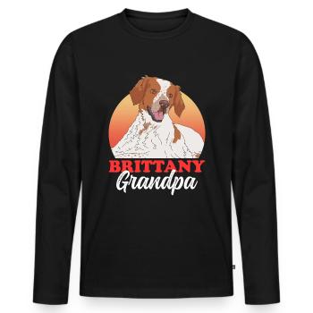 Brittany Grandpa Spaniel Breton Dogs Gift - Men's Premium Organic Long Sleeve Shirt - black - Front - Nico (187cm)