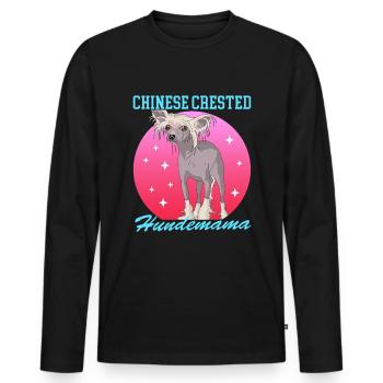 Chinese Crested Hundemama | Schopfhund Geschenk - Männer Premium Bio Langarmshirt - Schwarz - Vorne - Nico (187cm)