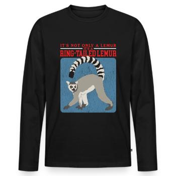 Lémurien Lémuriens à queue annelée Lémuriens à queue annelée Cadeau - T-shirt manches longues Premium bio Homme - noir - Devant - Nico (187cm)