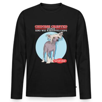 Chinese Crested Chinese Crested Dog Gift - Men's Premium Organic Long Sleeve Shirt - black - Front - Nico (187cm)
