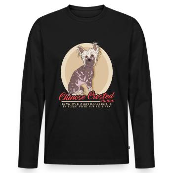 Chinese Crested Chinese Crested Gift - Men's Premium Organic Long Sleeve Shirt - black - Front - Nico (187cm)