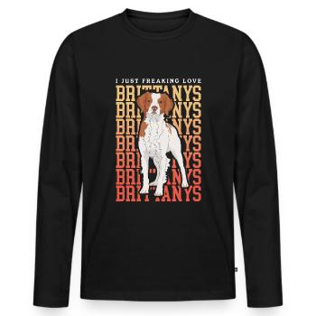 Brittany Pointing Dog Spaniel Breton Gift - Men's Premium Organic Long Sleeve Shirt - black - Front - Nico (187cm)