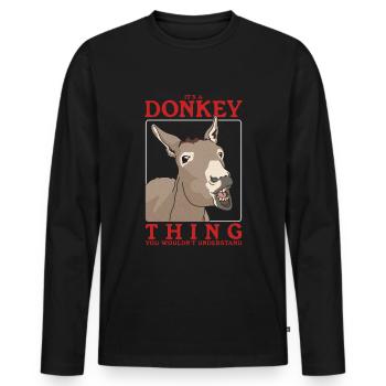 Esel Eselliebhaber Eselbesitzer Eselchen Geschenk - Männer Premium Bio Langarmshirt - Schwarz - Vorne - Nico (187cm)