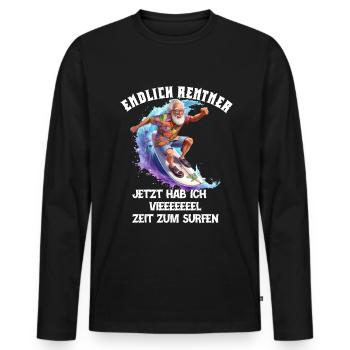 Endlich Rentner Zeit zum Surfen Pensionär Opa - Männer Premium Bio Langarmshirt - Schwarz - Vorne - Nico (187cm)