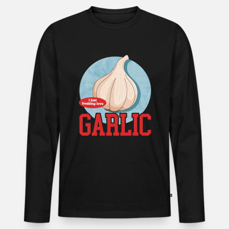 Knoblauch Knoblauchgeschmack Geschenk - Männer Premium Bio Langarmshirt - Schwarz