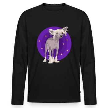Chinese Crested Chinese Crested Gift - Men's Premium Organic Long Sleeve Shirt - black - Front - Nico (187cm)