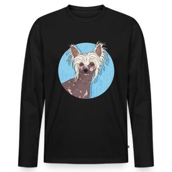 Chinese Crested Chinese Crested Gift - Men's Premium Organic Long Sleeve Shirt - black - Front - Nico (187cm)