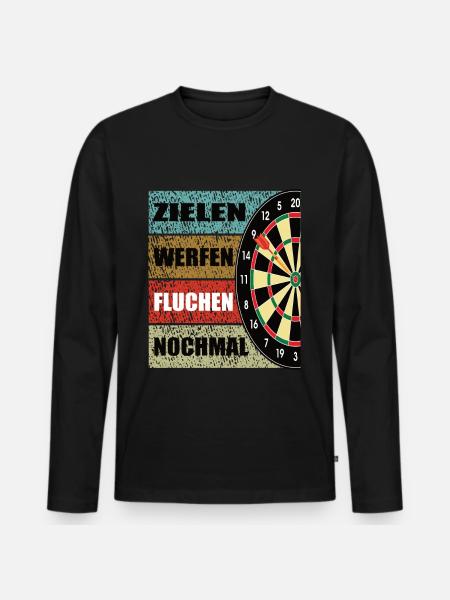 Zielen Werfen Fluchen Nochmal Dart Darts - Männer Premium Bio Langarmshirt - Schwarz