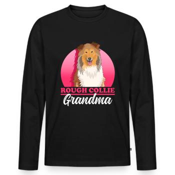 Collie Granny Collie à poil long Collie Rough Collies Cadeau - T-shirt manches longues Premium bio Homme - noir - Devant - Nico (187cm)