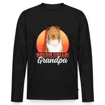 Collie Grandpa Collie à poil long Collie Collies Rough Collies Cadeau - T-shirt manches longues Premium bio Homme - noir - Devant - Nico (187cm)