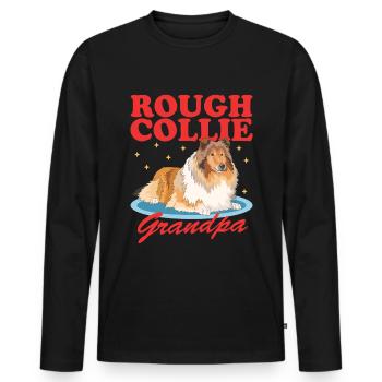 Collie Grandpa Collies Rough Collies Collie à poil long cadeau - T-shirt manches longues Premium bio Homme - noir - Devant - Nico (187cm)