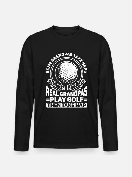 Golf Gift for Golfer - Men's Premium Organic Long Sleeve Shirt - black