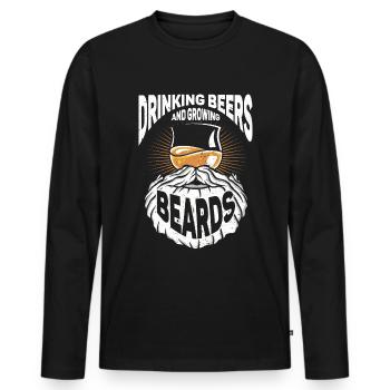 Boire De La Bière Et Se Laisser Pousser La Barbe Drôle - T-shirt manches longues Premium bio Homme - noir - Devant - Nico (187cm)