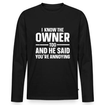 Bartender Gift Job Waiter Bartender - Men's Premium Organic Long Sleeve Shirt - black - Front - Nico (187cm)