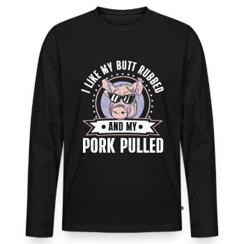 BBQ Pulled Pork Schwein Grill - Männer Premium Bio Langarmshirt - Schwarz - Vorne - Nico (187cm)