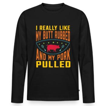 BBQ Pulled Pork Schwein Grill - Männer Premium Bio Langarmshirt - Schwarz - Vorne - Nico (187cm)