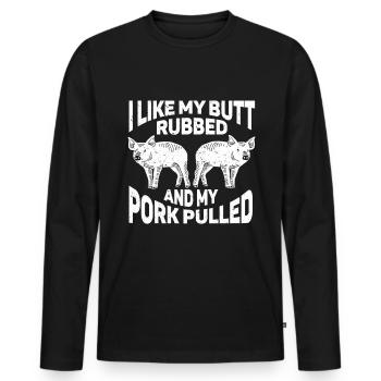 BBQ Pulled Pork Schwein Grill - Männer Premium Bio Langarmshirt - Schwarz - Vorne - Nico (187cm)