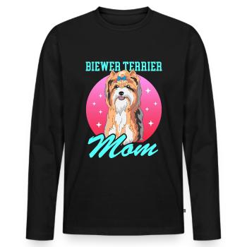 Biewer Terrier Mom Dog Owner Gift - Men's Premium Organic Long Sleeve Shirt - black - Front - Nico (187cm)