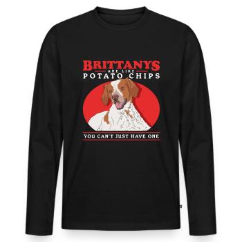 Brittany Epagneul Breton Vorstehhund Geschenk - Männer Premium Bio Langarmshirt - Schwarz - Vorne - Nico (187cm)