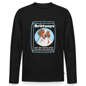 Brittany Epagneul Breton Hund Geschenk - Männer Premium Bio Langarmshirt - Schwarz - Vorne - Nico (187cm)