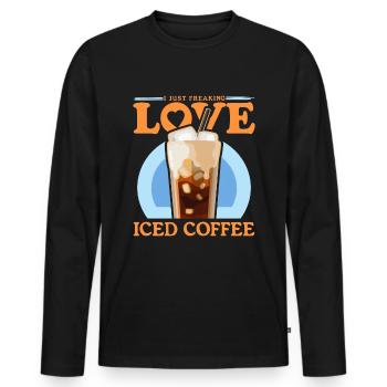 Café glacé Café glacé Cadeau d’amateur de café - T-shirt manches longues Premium bio Homme - noir - Devant - Nico (187cm)