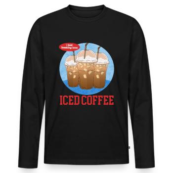 Café glacé amateur de café Cadeau de café glacé - T-shirt manches longues Premium bio Homme - noir - Devant - Nico (187cm)
