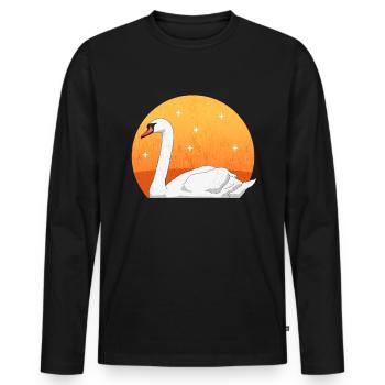 Cygnes cygnes cygnes amant de cygne cadeau - T-shirt manches longues Premium bio Homme - noir - Devant - Nico (187cm)