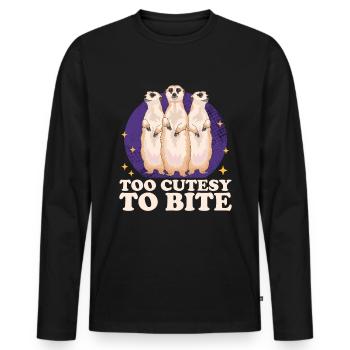 Erdmännchen Cool | Lustiges Erdmännchen Geschenk - Männer Premium Bio Langarmshirt - Schwarz - Vorne - Nico (187cm)