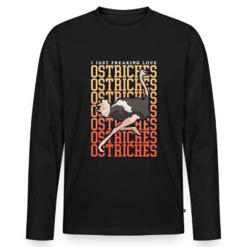 Ostrich bird | Ostrich lover ostrich gift - Men's Premium Organic Long Sleeve Shirt - black - Front - Nico (187cm)