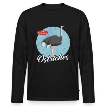 Ostrich bird ostriches ostrich lover gift - Men's Premium Organic Long Sleeve Shirt - black - Front - Nico (187cm)