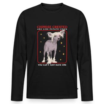 Chinese Crested Chinese Crested Dog Gift - Men's Premium Organic Long Sleeve Shirt - black - Front - Nico (187cm)