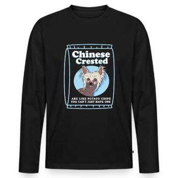 Chinese Crested Dog Chinese Cresteds Gift - Men's Premium Organic Long Sleeve Shirt - black - Front - Nico (187cm)