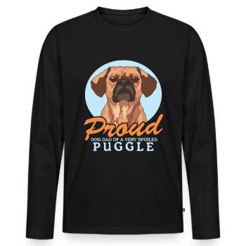 Puggle papa chien papa chien propriétaire cadeau - T-shirt manches longues Premium bio Homme - noir - Devant - Nico (187cm)