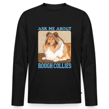 Collie à poil long Collie chien Rough Collies cadeau - T-shirt manches longues Premium bio Homme - noir - Devant - Nico (187cm)