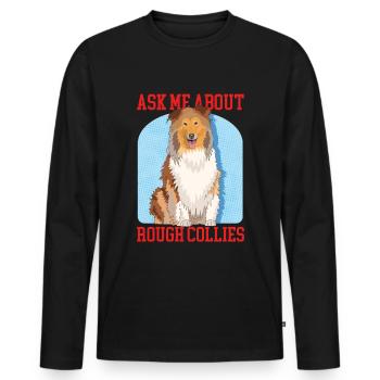 Collie à poil long Collie Rough Collies chien cadeau - T-shirt manches longues Premium bio Homme - noir - Devant - Nico (187cm)