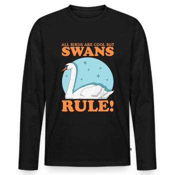 Swans Swans Swan Lover Gift - Men's Premium Organic Long Sleeve Shirt - black - Front - Nico (187cm)