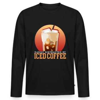 Café glacé Café glacé Cadeau d’amateur de café - T-shirt manches longues Premium bio Homme - noir - Devant - Nico (187cm)
