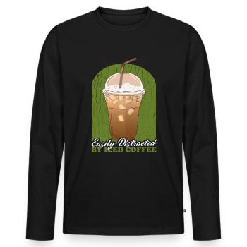 Iced Coffee | Coffee Lover Gift - Men's Premium Organic Long Sleeve Shirt - black - Front - Nico (187cm)