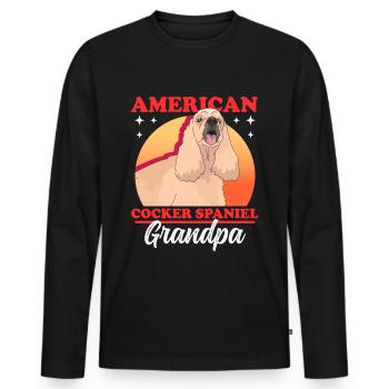 American Cocker Spaniel grand-père chiens cadeau - T-shirt manches longues Premium bio Homme - noir - Devant - Nico (187cm)