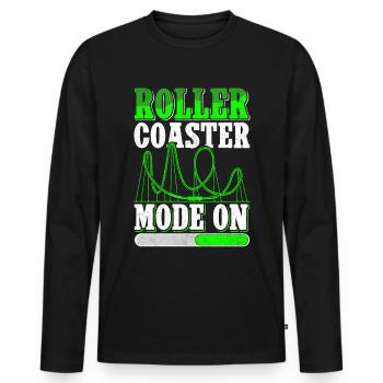 Achterbahn Roller Coaster Rollercoaster Geschenk - Männer Premium Bio Langarmshirt - Schwarz - Vorne - Nico (187cm)