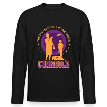 Cornhole Player Blind Hole Sac de haricot cadeau - T-shirt manches longues Premium bio Homme - noir - Devant - Nico (187cm)