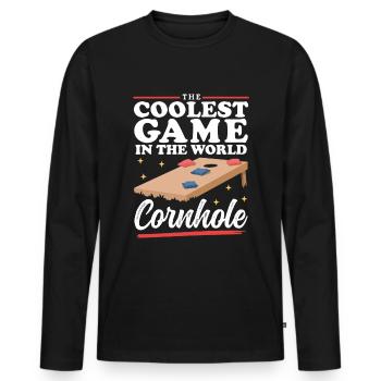 Joueur de cornhole | Sac de haricots à trou aveugle cadeau - T-shirt manches longues Premium bio Homme - noir - Devant - Nico (187cm)