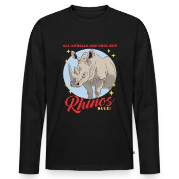 Rhino Rhinoceros Rhinos Gift - Men's Premium Organic Long Sleeve Shirt - black - Front - Nico (187cm)