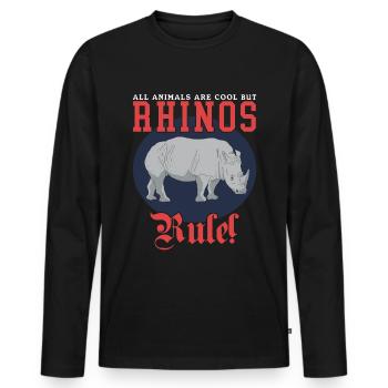 Rhino Funny Rhinoceros Rhinos Gift - Men's Premium Organic Long Sleeve Shirt - black - Front - Nico (187cm)