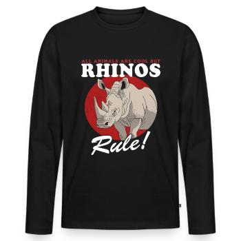 Rhino Rhinos Rhinoceros Gift - Men's Premium Organic Long Sleeve Shirt - black - Front - Nico (187cm)