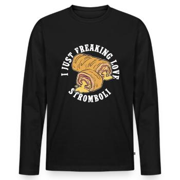 Stromboli Rolled Pizza Strombolis Gift - Men's Premium Organic Long Sleeve Shirt - black - Front - Nico (187cm)