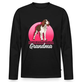 English Springer Spaniel Granny Dog Owner Gift - Men's Premium Organic Long Sleeve Shirt - black - Front - Nico (187cm)